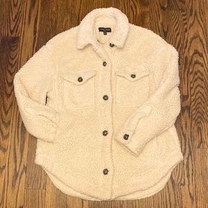 Cozy and warm, fleece, Cream,Shirt Jacket, 4 pockets, size S/M